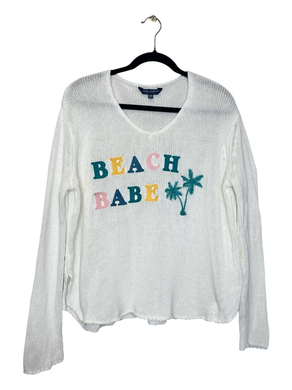 Simply Southern Beach Babe Embroidered Sweater size L/XL